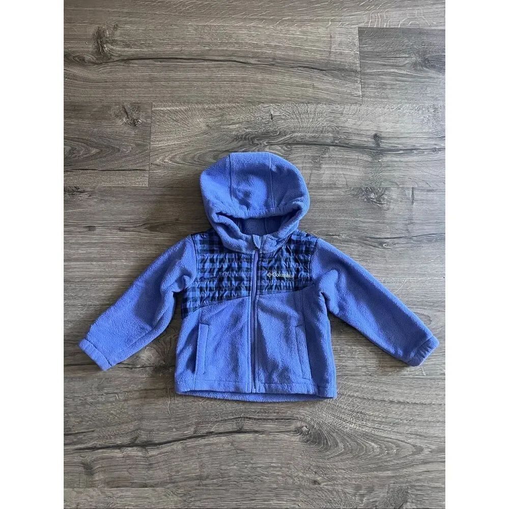 Columbia infant warm jacket purple plaid long sleeve 18 months